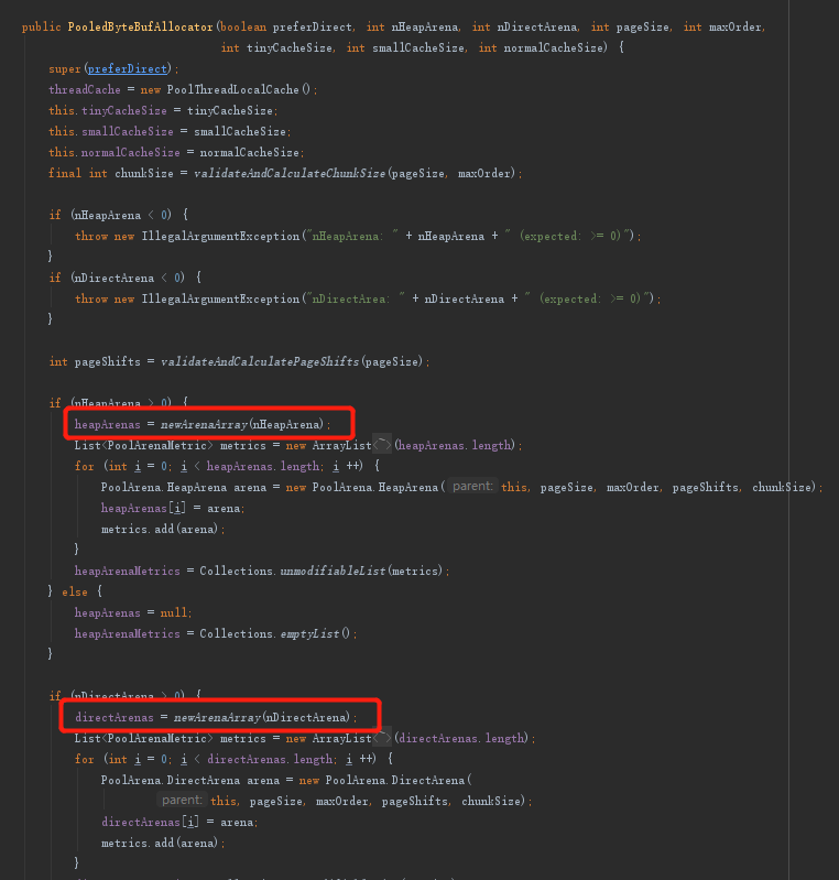 PooledByteBufAllocator构造方法部分截图.png